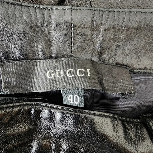 Gucci Tom Ford Vintage 1999 Black Leather Pants Size 40/ 27W Luxury Designer - Picture 2 of 16
